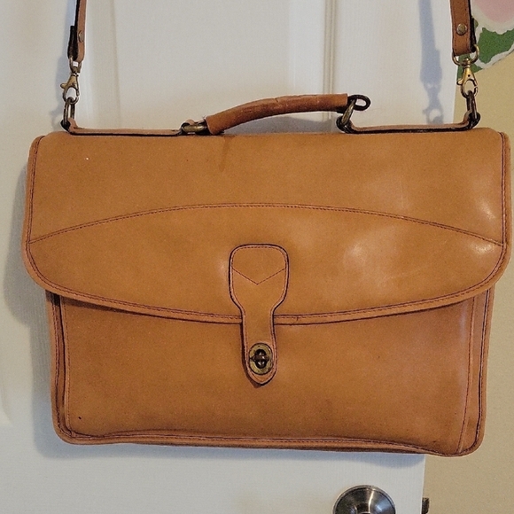 Rafaella Handbags - Rafaella Vintage Messenger Soft Leather Camel briefcase Bag